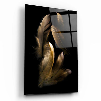 Elegant Feather Glass Wall Art - LUXARTDECO