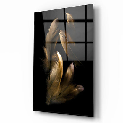 Elegant Feather Glass Wall Art - LUXARTDECO