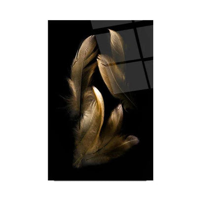 Elegant Feather Glass Wall Art - LUXARTDECO