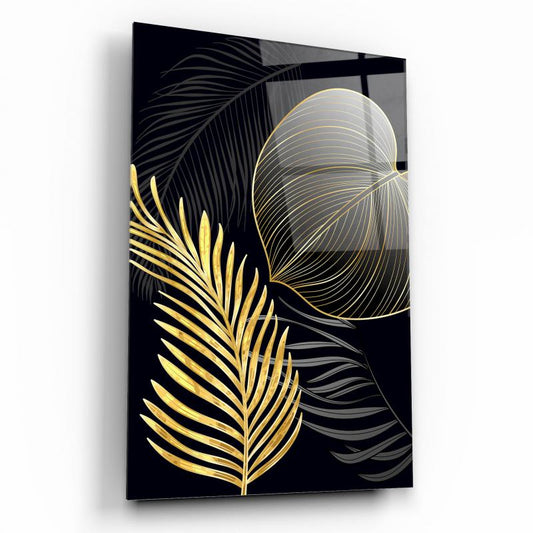 Gold Leaves Glass Wall Art