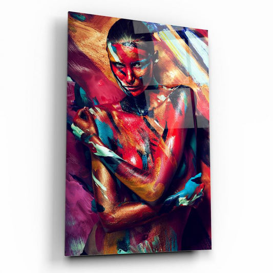 Donna Disegnata Quadro in Vetro Temperato