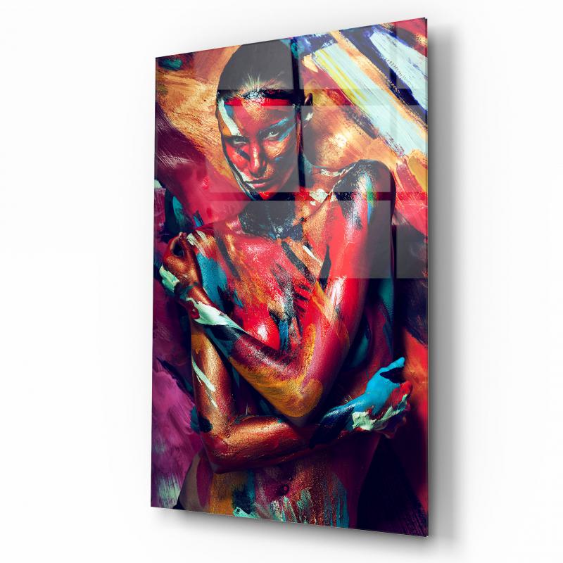 Donna Disegnata Quadro in Vetro Temperato