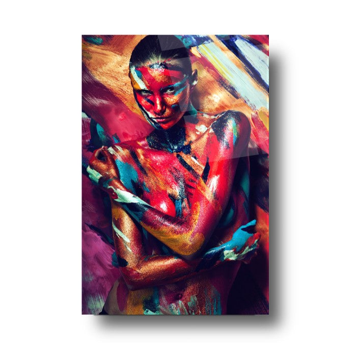 Donna Disegnata Quadro in Vetro Temperato