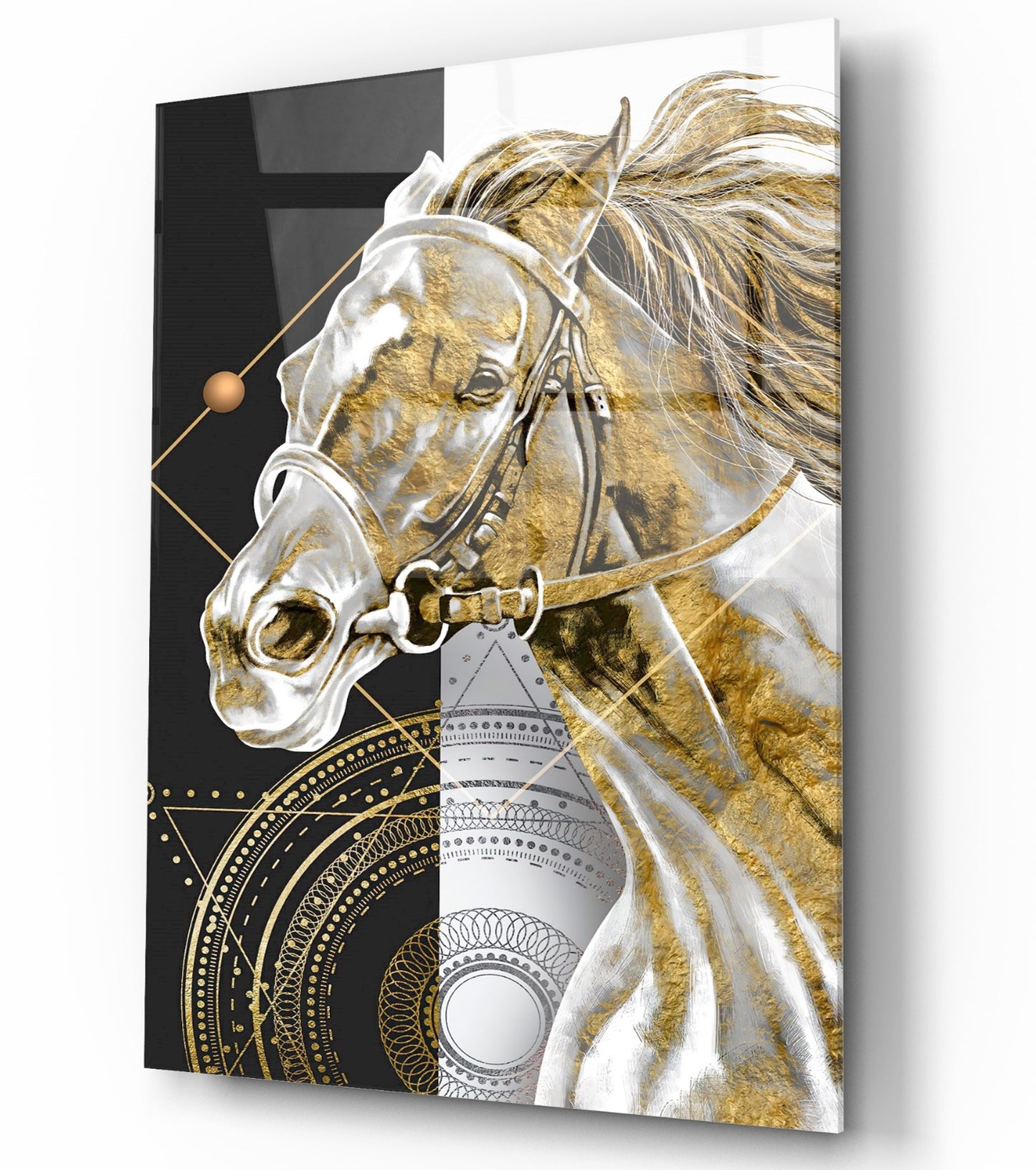 Cavallo D'oro Quadro in Vetro Temperato