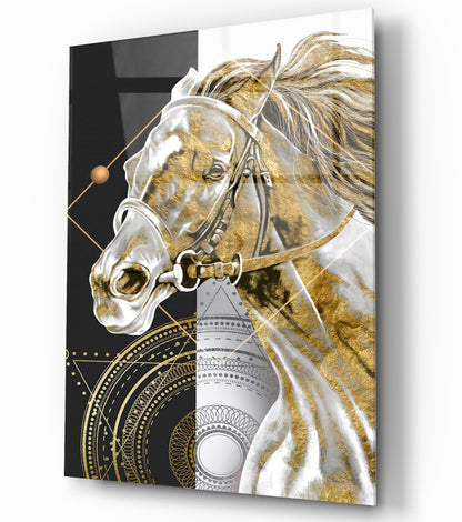 Cavallo D'oro Quadro in Vetro Temperato
