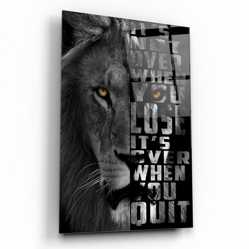 Lion in Grey Glass Wall Art - LUXARTDECO