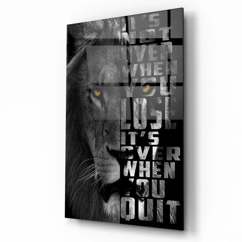 Lion in Grey Glass Wall Art - LUXARTDECO