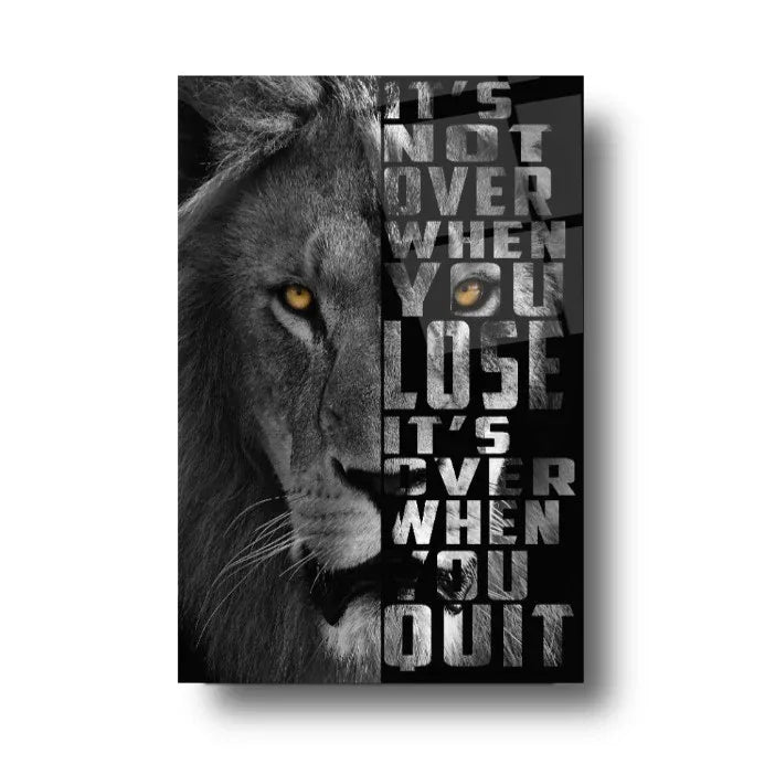 Lion in Grey Glass Wall Art - LUXARTDECO