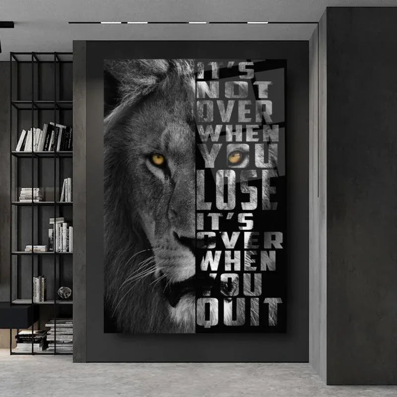 Lion in Grey Glass Wall Art - LUXARTDECO