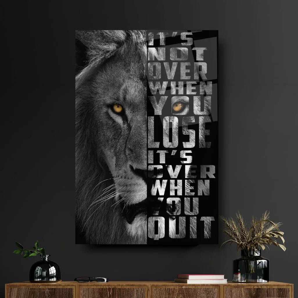 Lion in Grey Glass Wall Art - LUXARTDECO