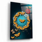 Golden Butterflies Glass Wall Art - LUXARTDECO