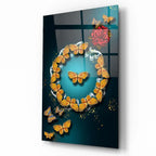 Golden Butterflies Glass Wall Art - LUXARTDECO