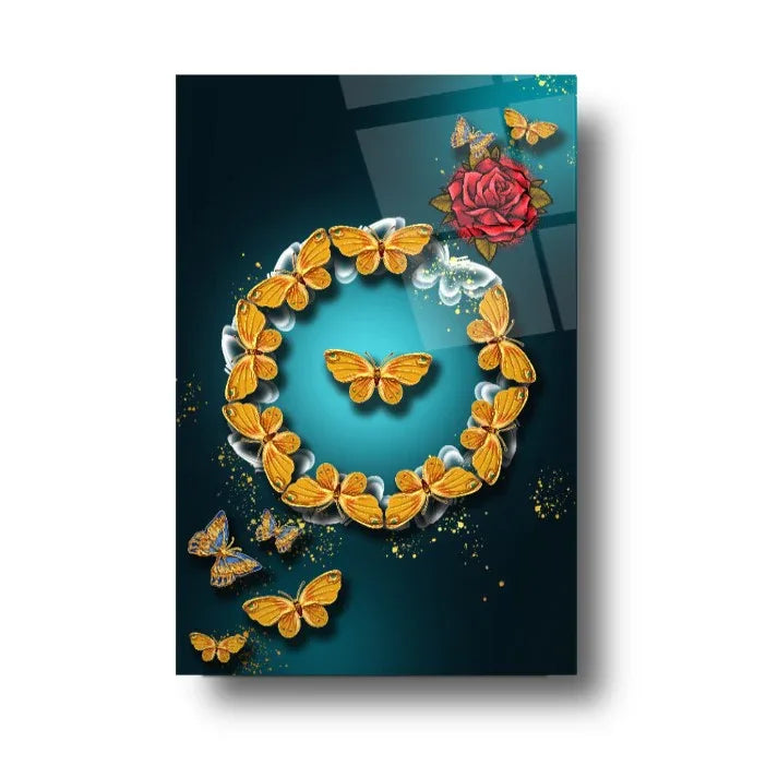 Golden Butterflies Glass Wall Art - LUXARTDECO
