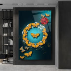 Golden Butterflies Glass Wall Art - LUXARTDECO
