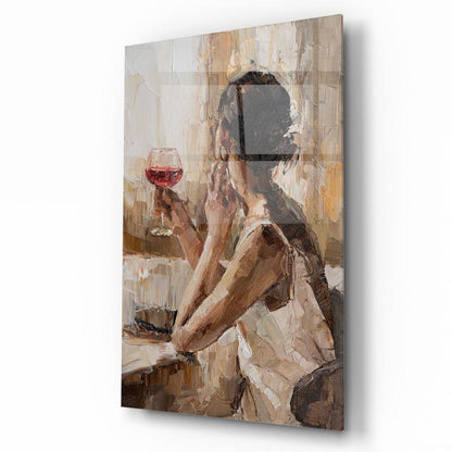 Vino e Donna Quadro in Vetro Temperato