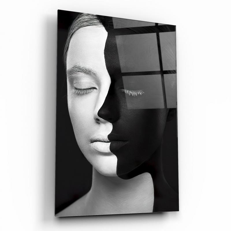 Volti in Bianco e Nero Quadro in Vetro Temperato