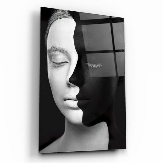 Volti in Bianco e Nero Quadro in Vetro Temperato