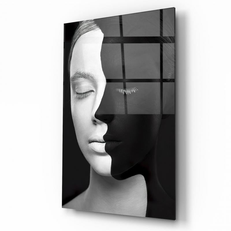 Volti in Bianco e Nero Quadro in Vetro Temperato
