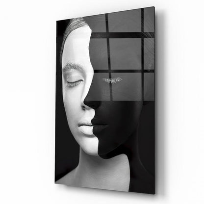 Volti in Bianco e Nero Quadro in Vetro Temperato