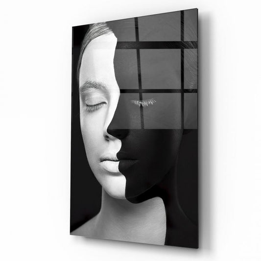 Volti in Bianco e Nero Quadro in Vetro Temperato