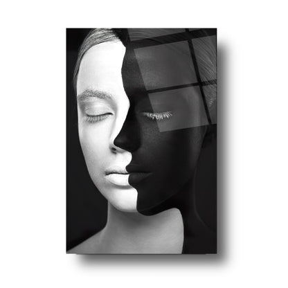 Volti in Bianco e Nero Quadro in Vetro Temperato