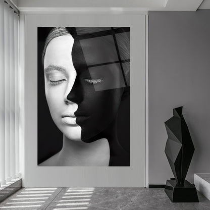 Volti in Bianco e Nero Quadro in Vetro Temperato