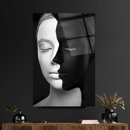 Volti in Bianco e Nero Quadro in Vetro Temperato