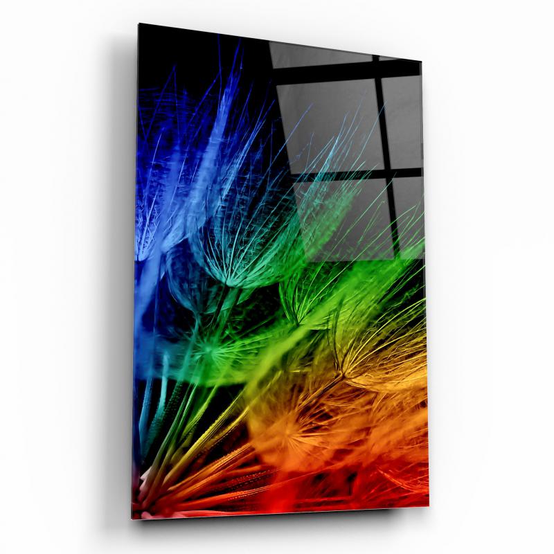 Tableau mural en verre représentant un pissenlit coloré