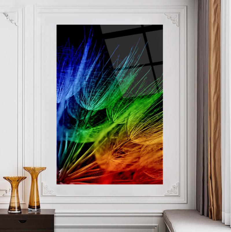 Tableau mural en verre représentant un pissenlit coloré