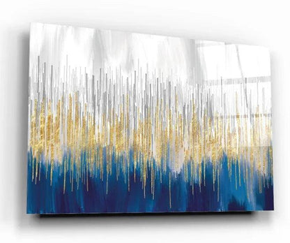 Golden Rain Glass Wall Art - LUXARTDECO