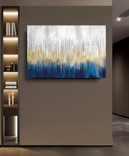 Golden Rain Glass Wall Art - LUXARTDECO