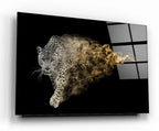 Leopard on Fire Glass Wall Art - LUXARTDECO