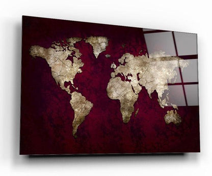 World Map Glass Wall Art
