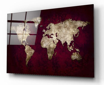 World Map Glass Wall Art