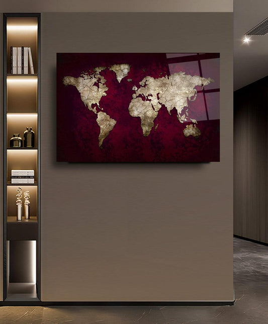 Carte du Monde Tableau en Verre Trempé