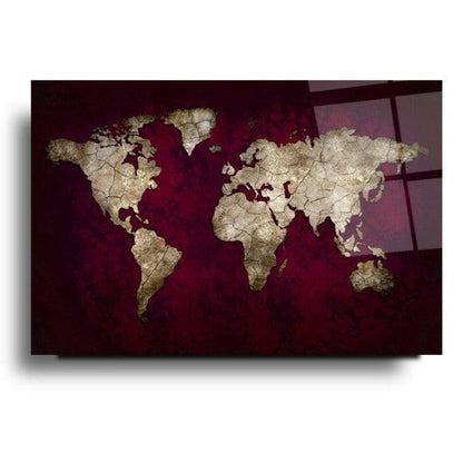 World Map Glass Wall Art