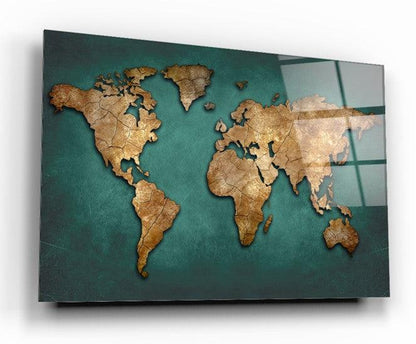 World Map Glass Wall Art