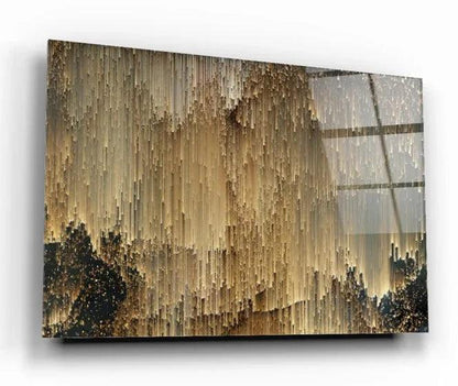 Golden Rain Glass Wall Art - LUXARTDECO