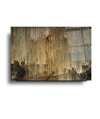 Golden Rain Glass Wall Art - LUXARTDECO