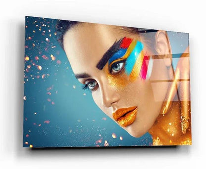 Fashion Woman Face Glass Wall Art - LUXARTDECO