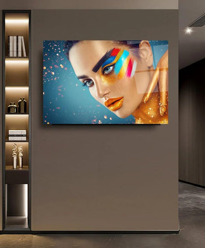 Fashion Woman Face Glass Wall Art - LUXARTDECO