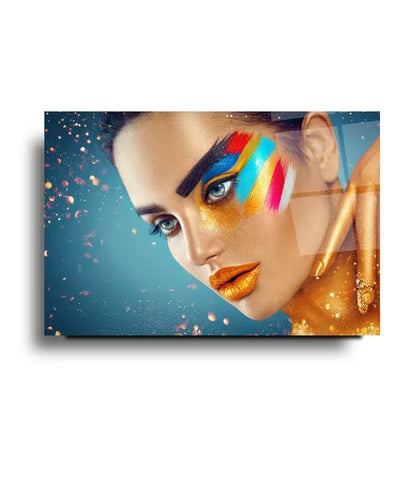 Fashion Woman Face Glass Wall Art - LUXARTDECO