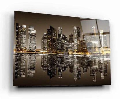 City Skyscrapers Glass Wall Art - LUXARTDECO