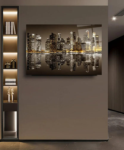 City Skyscrapers Glass Wall Art - LUXARTDECO