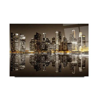 City Skyscrapers Glass Wall Art - LUXARTDECO