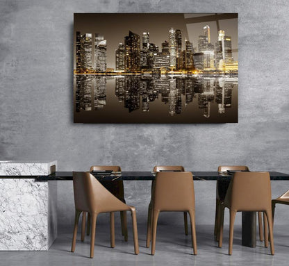 City Skyscrapers Glass Wall Art - LUXARTDECO