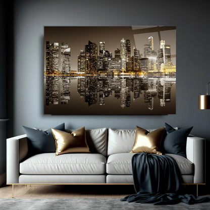 City Skyscrapers Glass Wall Art - LUXARTDECO