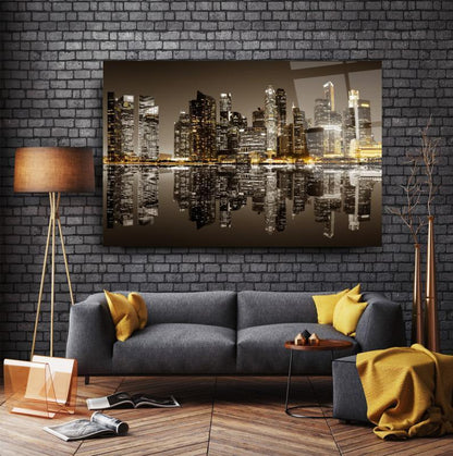 City Skyscrapers Glass Wall Art - LUXARTDECO