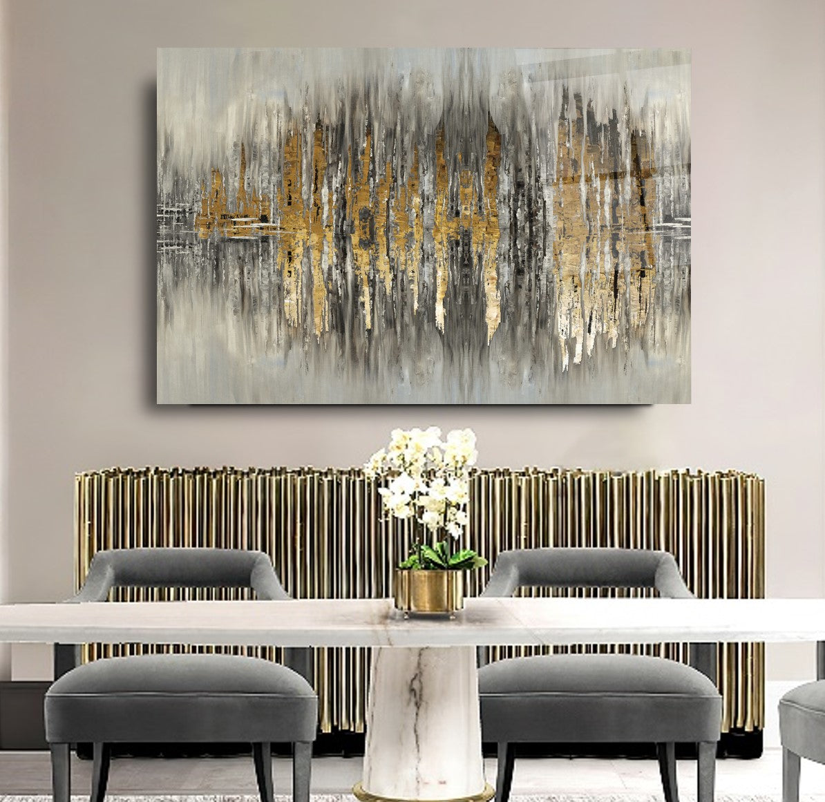 Décoration murale en verre à motifs abstraits 