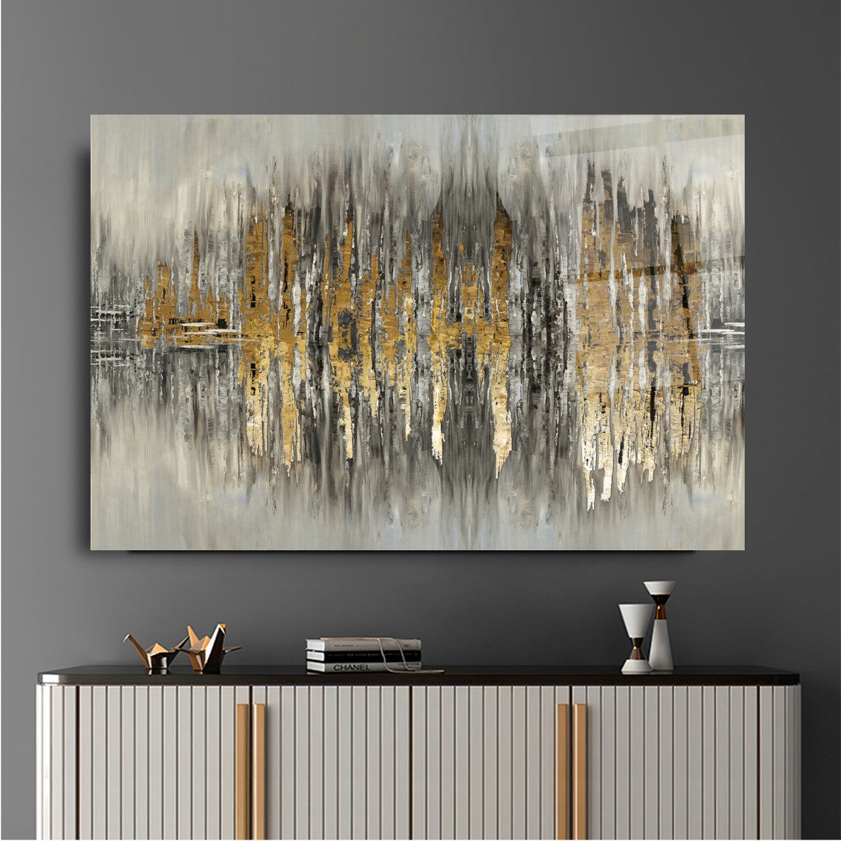 Décoration murale en verre à motifs abstraits 